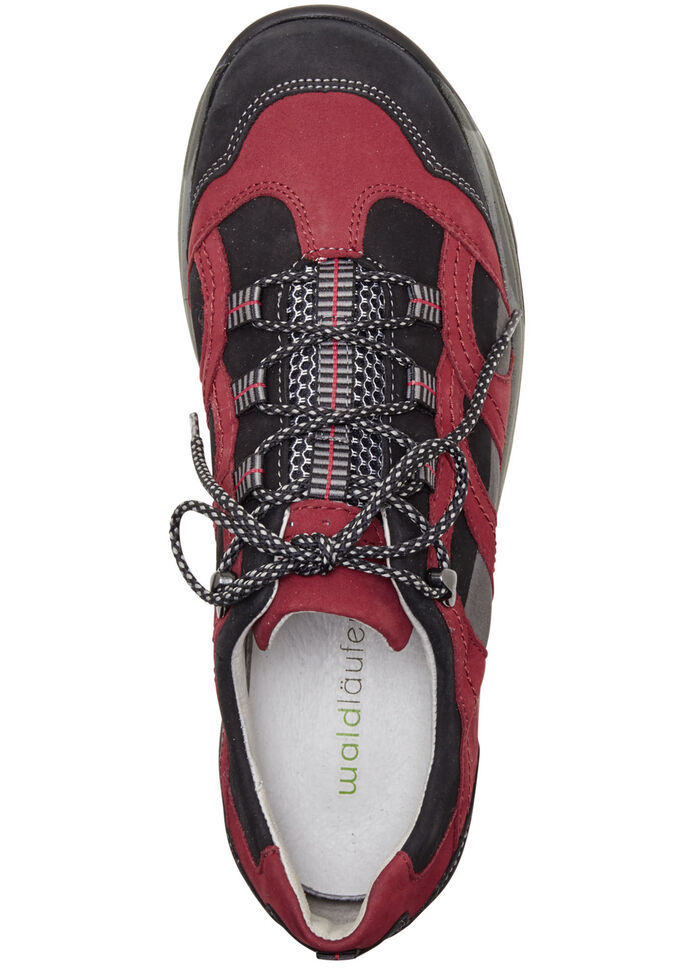 Waldläufer, sportliche Damen-Schnürschuhe, Weite H, mit herausnehmbarem Fußbett GRANATROT-SCHWARZ-GRAU