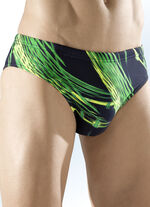 Badehose in Slipform mit buntem Druckdessin SCHWARZ-GRÜN-GELB