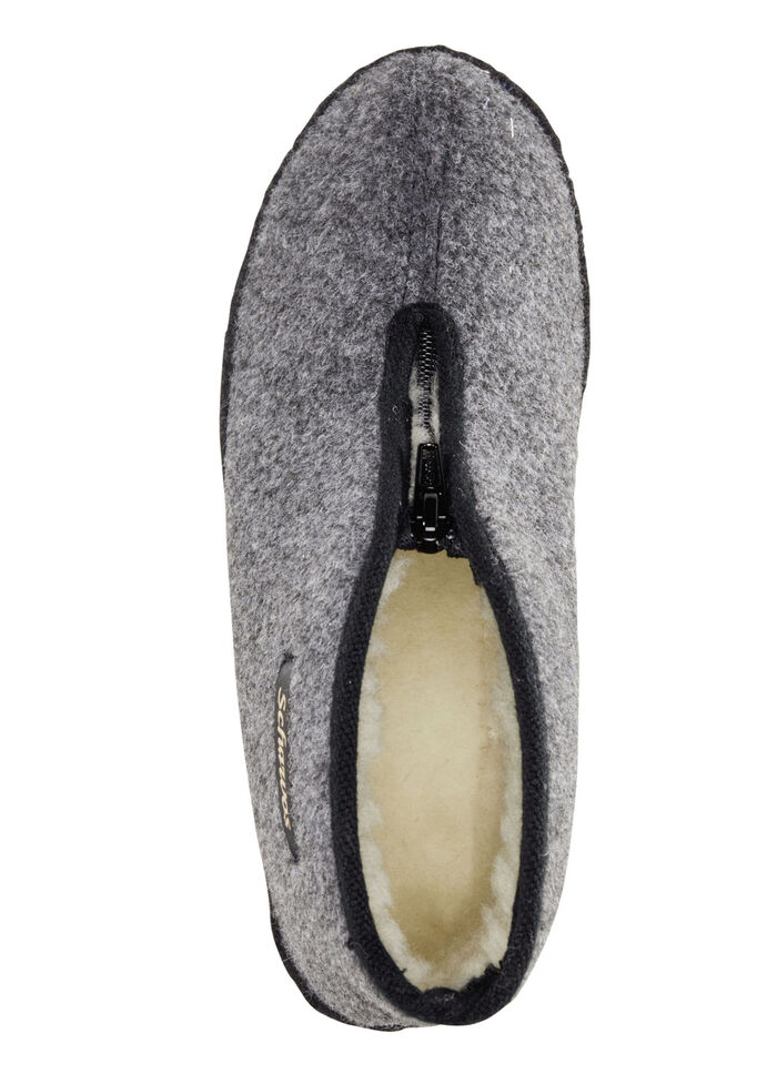 Atmungsaktive Damen-Hausschuhe, mit Reißverschluss GRAU-SCHWARZ