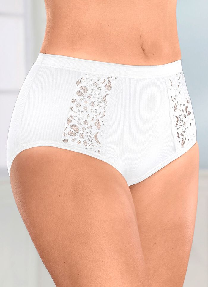 Viererpack Slips mit Spitzeneins&auml;tzen 