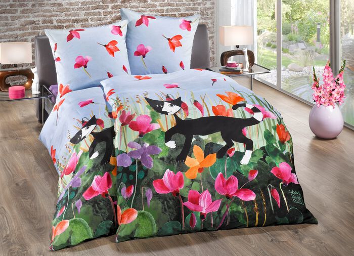 Feinbiber-Bettw&auml;sche-Garnitur mit Rei&szlig;verschluss 