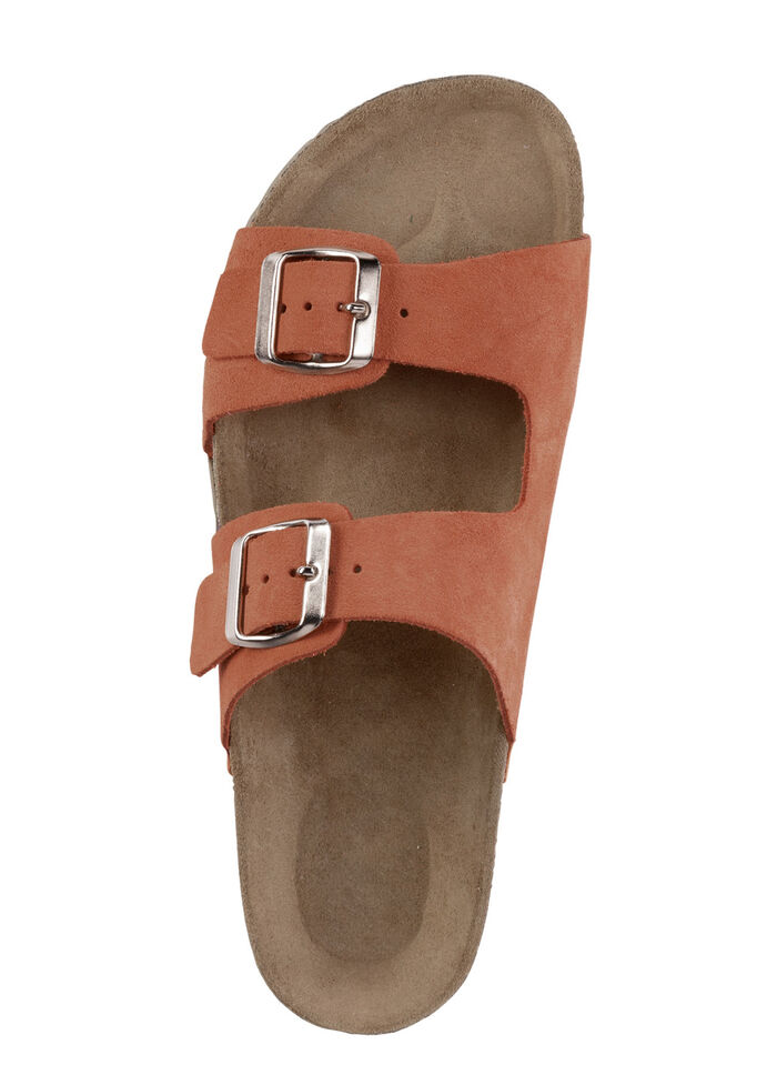 ELENA EDEN, bequeme Damen-Pantoletten, Weite H, aus Leder ORANGE