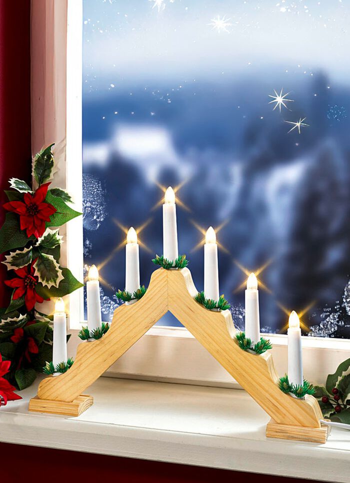 LED-Leuchter aus Holz  NATUR