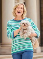 Pullover mit Mustermix im Ringeldessin JEANSBLAU-JADEGR&Uuml;N-MULTICOLOR