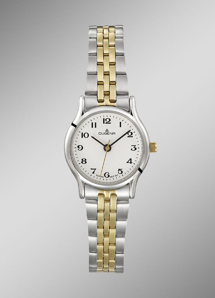 Dugena-Quartz-Damenuhr mit Edelstahlbandgehäuse 