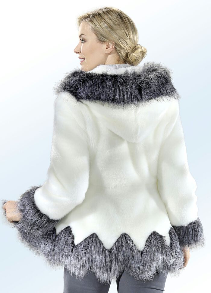 Jacke mit langflorigen Kunstpelz-Besätzen