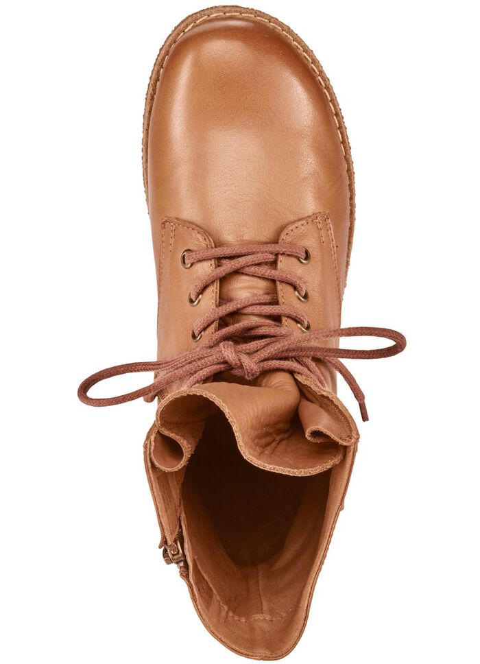 Andrea Conti Schn&uuml;r-Stiefelette aus weichem Nappaleder COGNAC