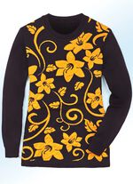 Pullover mit Jacquardmuster und Cloqu&eacute;-Effekten GELB-SCHWARZ