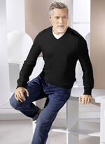 Klassischer V-Pullover in 4 Farben SCHWARZ