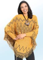 Poncho-Pullover mit Glitzerakzenten SAFRAN-SCHWARZ