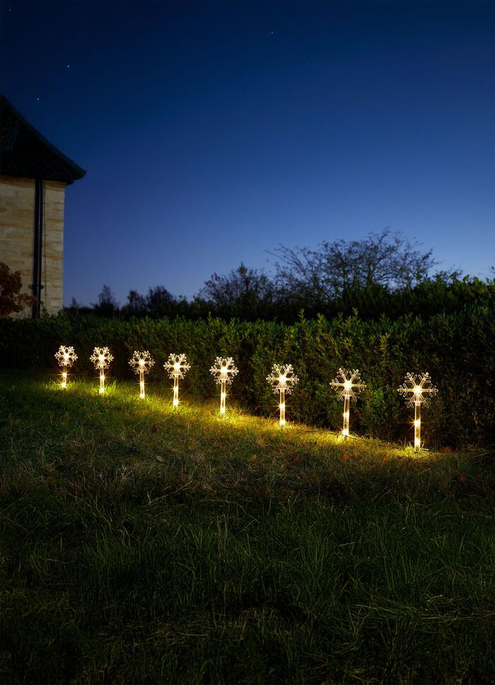 8er Set Schneefocken Solarstecker 