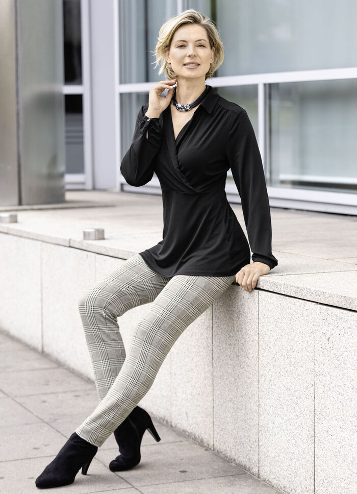 Hose mit Glencheck-Dessinierung SCHWARZ-ECRU