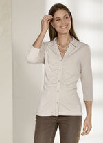 Raffinierte Shirtbluse mit Polokragen in 3 Farben BEIGE