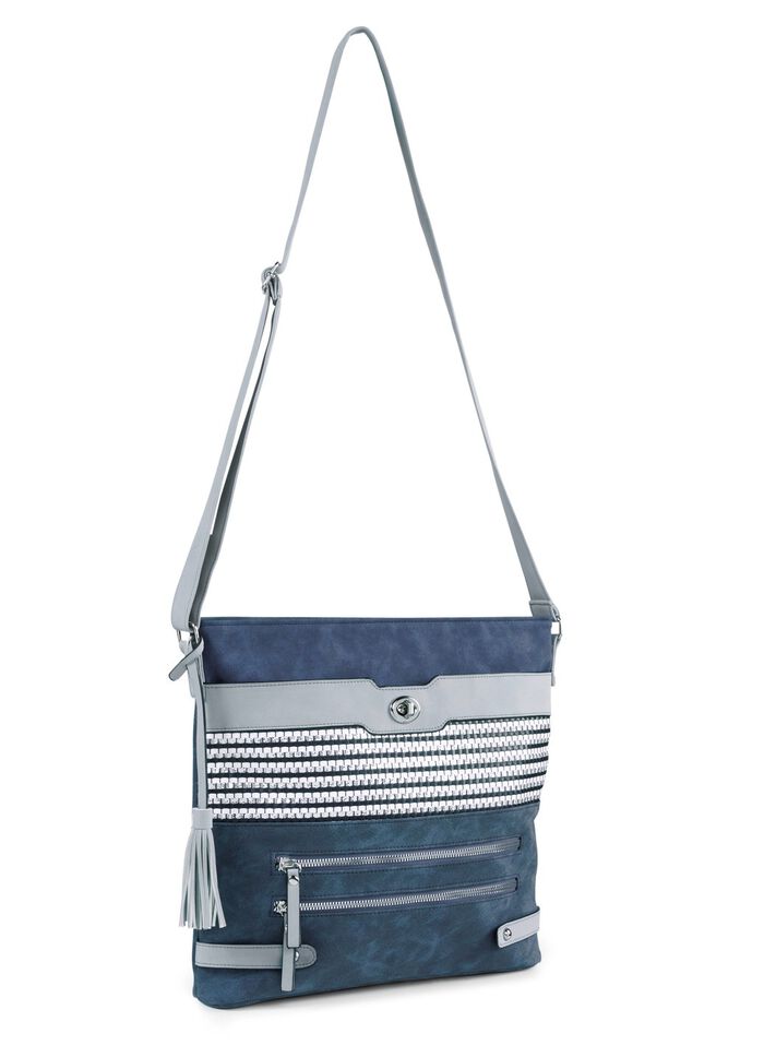 Tasche mit teilweise glitzernden Flechtdurchz&uuml;gen JEANS