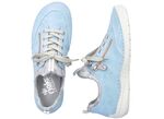 Rieker Schn&uuml;rschuh aus floral bedrucktem Textilmaterial mit Metallicschimmer HELLBLAU-GRAU