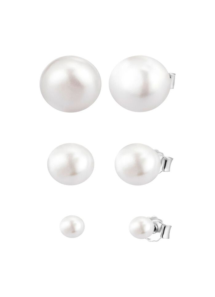 Schicke Ohrstecker aus Silber mit S&uuml;&szlig;wasser-Zuchtperlen, 3 Paar 