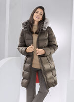 Daunen-Kurzmantel mit abnehmbarer Kapuze 