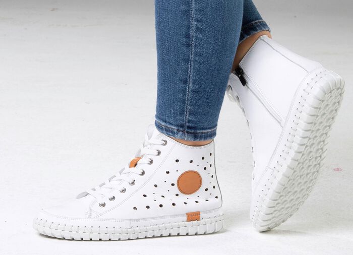 Gemini, sommerliche Damen-Boots, Weite G, mit herausnehmbarem Fu&szlig;bett WEISS