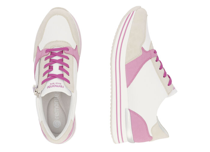 Remonte Schn&uuml;r-Sneaker aus Nappaleder CREME-BUNT