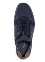 Waldläufer Schnürschuh aus Nubukleder mit Veloursleder-Besätzen DUNKELBLAU-ECRU-BRAUN