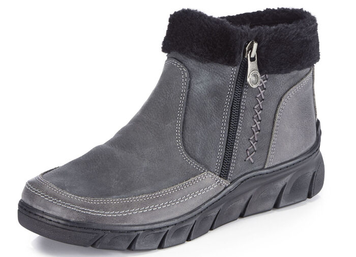 ELENA EDEN-Bootie mit schwarzem Plüschkragen GRAU