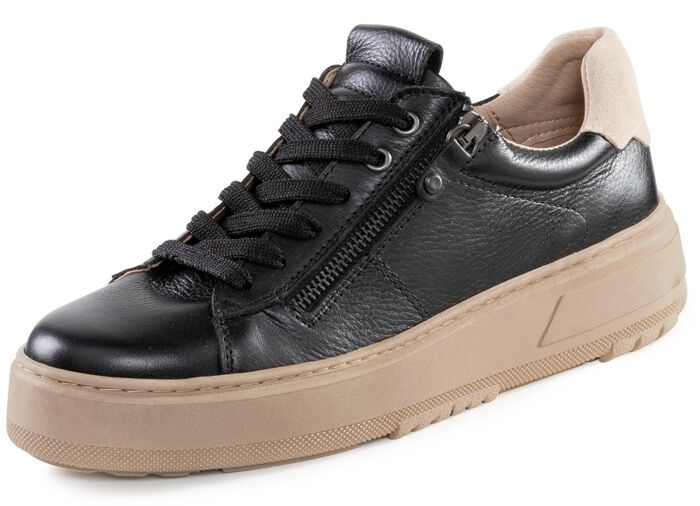 ELENA EDEN Schn&uuml;rschuh  mit Velour-Besatz SCHWARZ-BEIGE