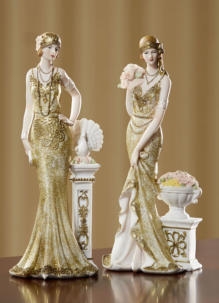 Deko-Figuren, jedes St&uuml;ck ein Unikat CREME-GOLD