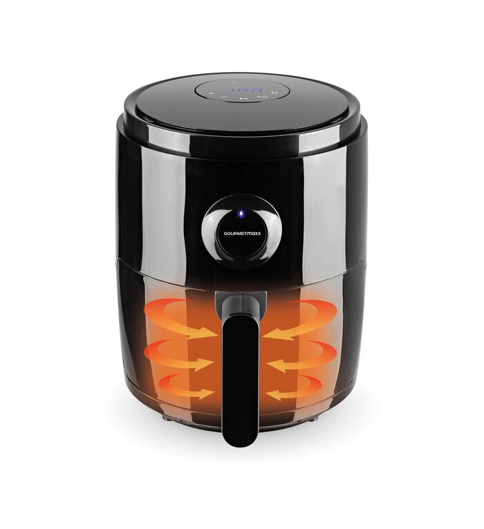 Energiesparende Hei&szlig;luftfritteuse SCHWARZ-SILBER