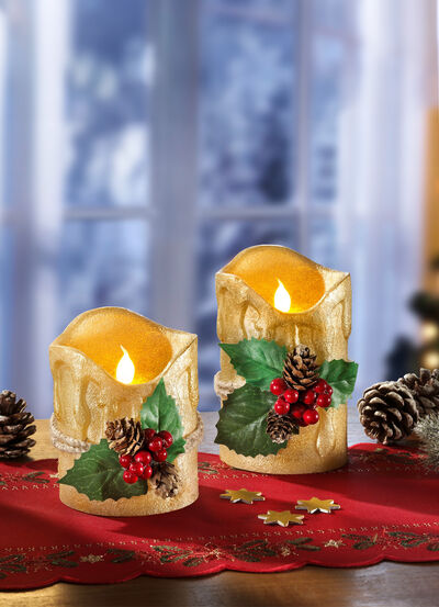 LED-Echtwachskerzen, 2er-Set 