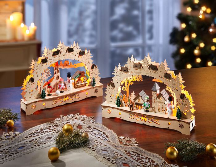 Toller Schwibbogen aus Holz NATUR-BRAUN