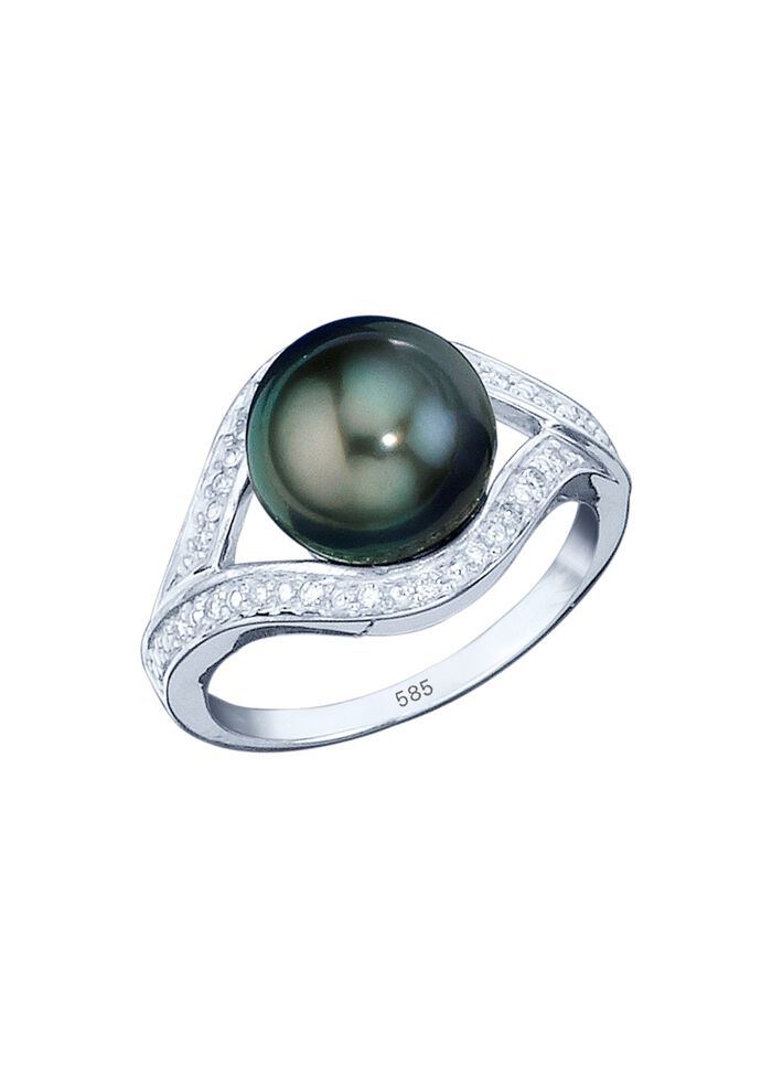 Damenring mit Tahiti-Zuchtperle und Brillanten 