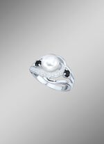 Damenring mit synthetischen Zirkonia und S&uuml;&szlig;wassser-Zuchtperle 