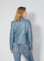 Lederimitatblazer mit toniger floral platzierter Stickerei 