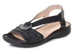 ELENA EDEN, leichte Damen-Sandalen, Weite H, mit Elastik-Bandage SCHWARZ