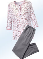 Schlafanzug mit Alloverdessin und Knopfleiste