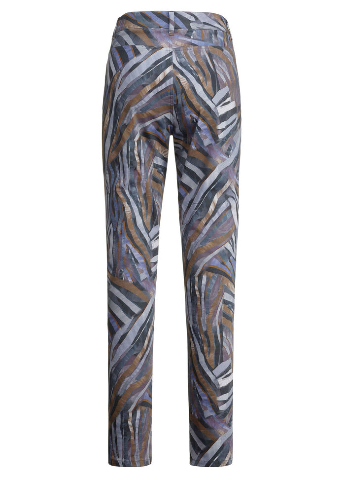 Hose mit rückwärtigen Dehnbundeinsätzen JEANSBLAU-SCHOKO-AUBERGINE