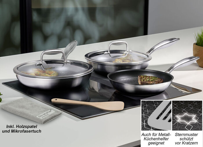 Profi-Edelstahlpfannen-Set 7-teilig 