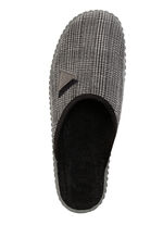 Textil-Pantoffel mit anatomisch geformtem Fußbett GRAU-SCHWARZ
