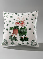 Kissenbezug mit Rentierpaar in Samtoptik GRÜN