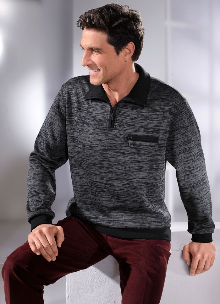 Troyer mit kurzem Rei&szlig;verschluss GRAU MELIERT