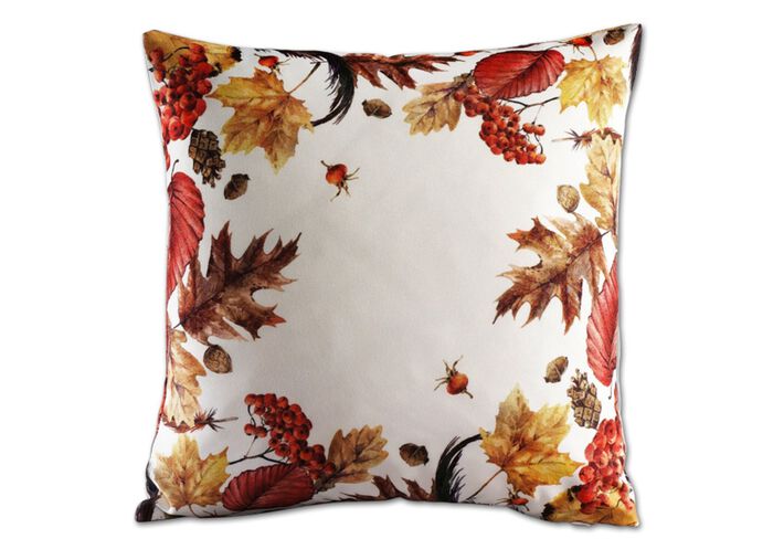 Raumdekoration mit Herbstlaub-Dessin CREMÉ/BUNT