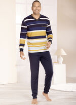 Schlafanzug mit V-Auschnitt und B&uuml;ndchenabschl&uuml;ssen  