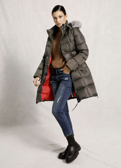 Daunen-Kurzmantel mit abnehmbarer Kapuze 