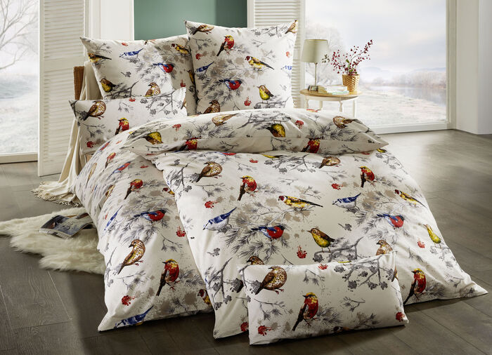 Bettwäsche-Garnitur von Biberna mit Reißverschluss CREME