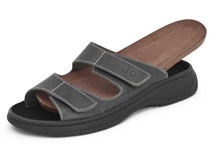 Pantolette aus Rindleder mit Antik-Finish ANTHRAZIT