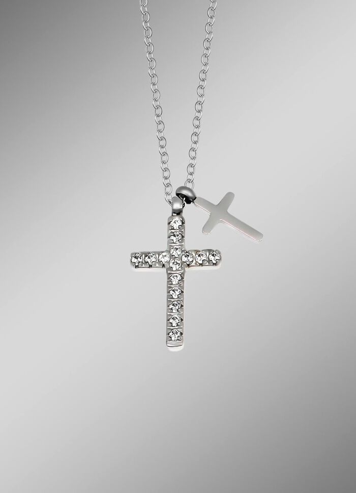 Ausdrucksstarke Halskette mit synth. Zirkonia 