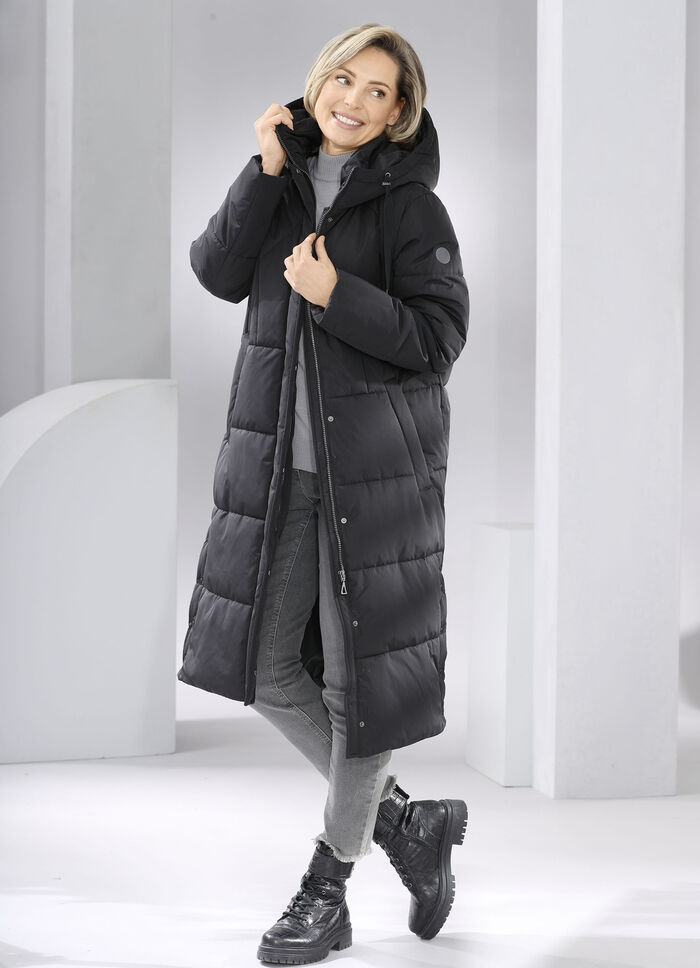 Daunenmantel mit fester Kapuze 