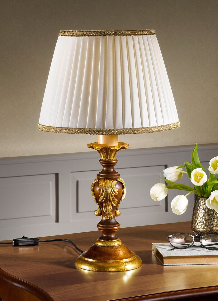 Tischleuchte mit echt Blattgold NUSSBAUM-GOLD