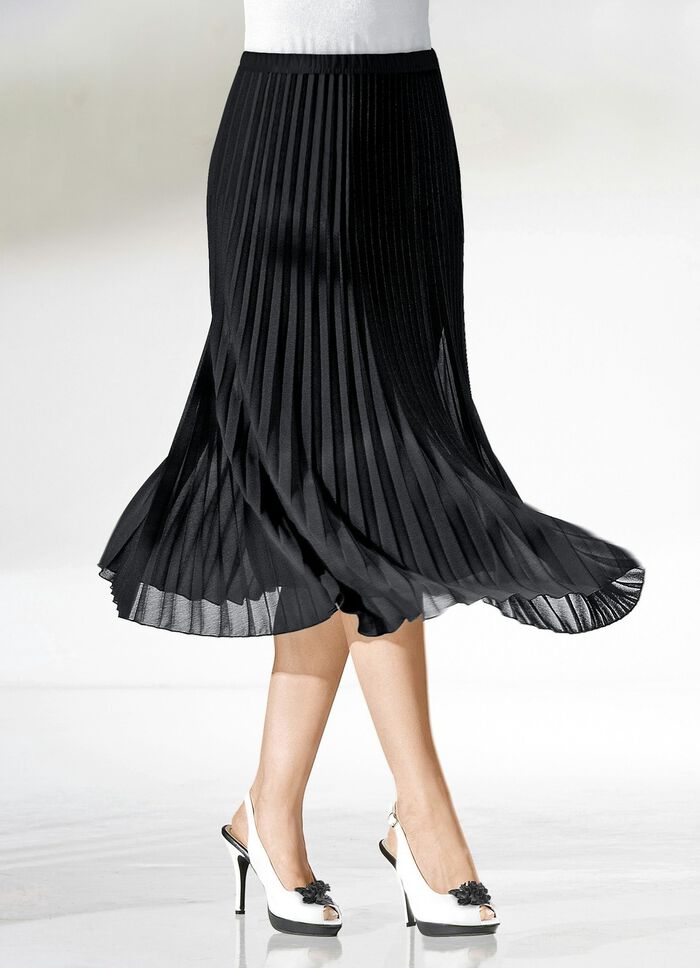 Rock mit Sonnenplissee-Falten SCHWARZ