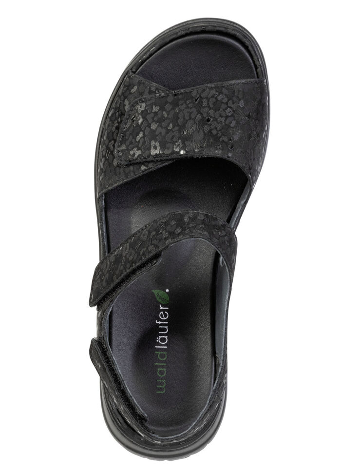 Waldläufer, bequeme Damen-Sandalen, Weite H, mit herausnehmbarem Fußbett SCHWARZ